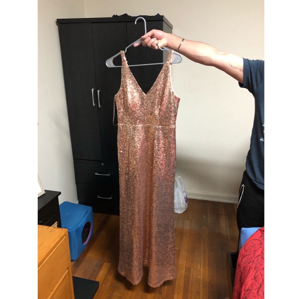 Rose gold/champagne sequin dress size 10P - Picture 1 of 1
